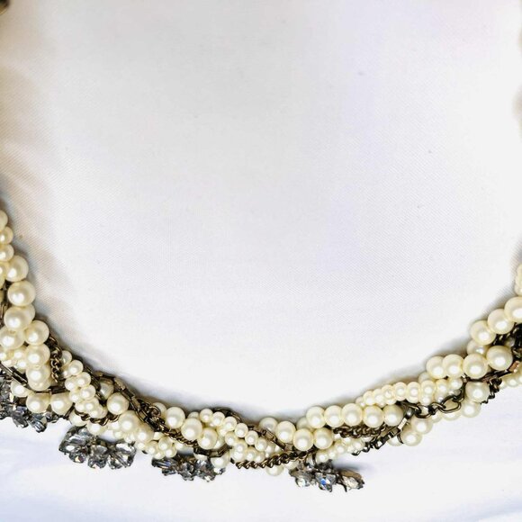 Vintage Braided Pearl Necklace with Bronze Findings – Handmade – 47 cm - Picture 9 of 11